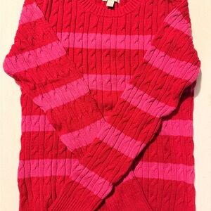 Charter Club Women's Red and Pink Striped Sweater